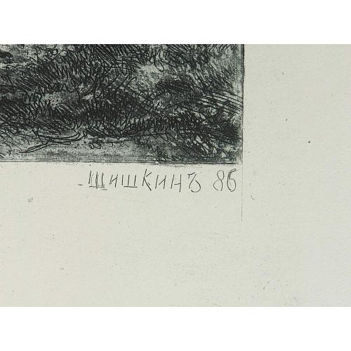 Офорт И.И.Шишкина «На малой Неве» 1886