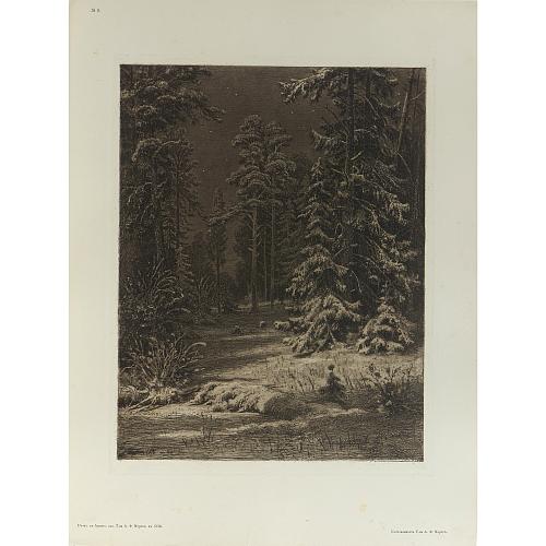 Офорт И.И.Шишкина «Зимняя лунная ночь» 1873