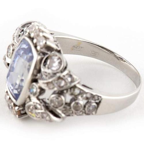 Кольцо с бриллиантами, алмазами, сапфиром