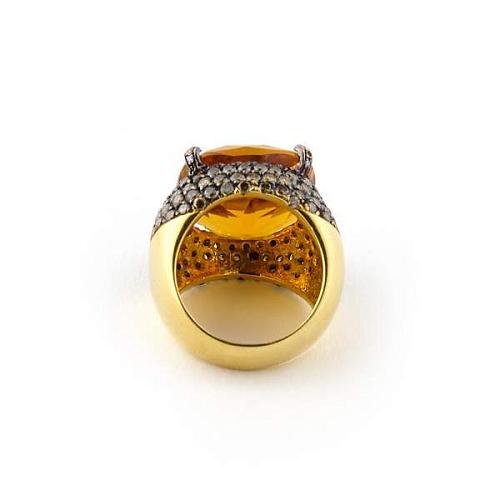 Кольцо с бриллиантами и цитрином