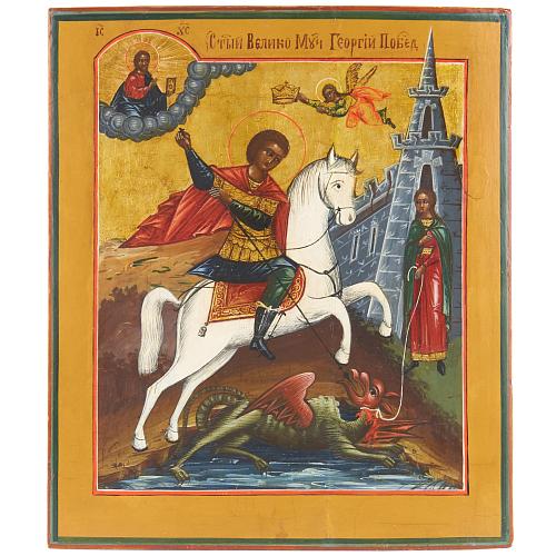 Икона «Чудо Святого Георгия о змие». Палех.