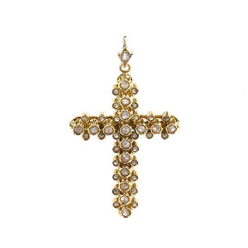 Крест золотой с алмазами