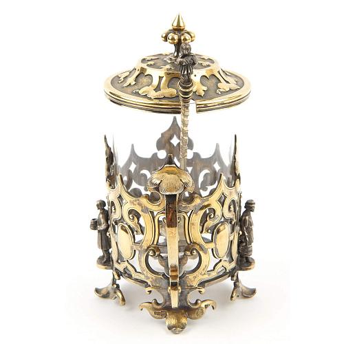 Подстаканник крышкой и ложкой в «русском стиле». Сазиковь.