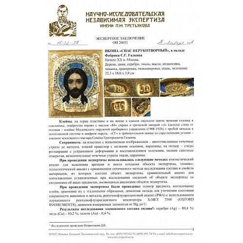Экспертное заключение НИНЭ им. П. М. Третьякова.