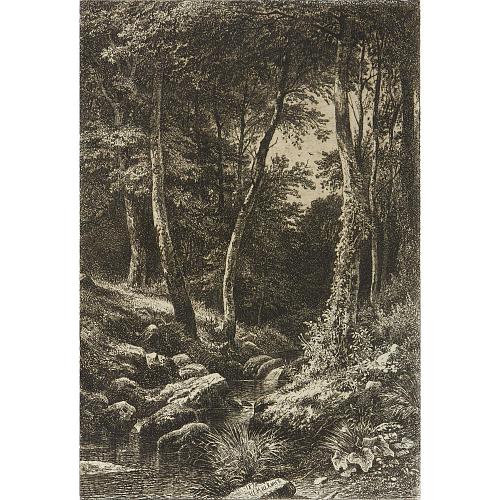 Офорт И.И.Шишкина «Ручей в лесу» 1870