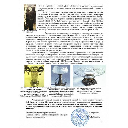 Экспертное заключение НИНЭ им. П. М. Третьякова.