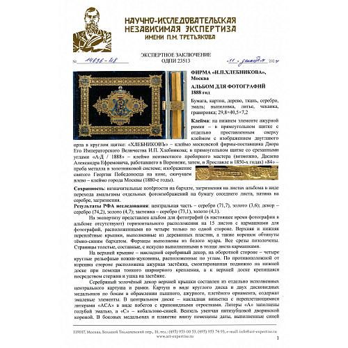 Экспертное заключение НИНЭ им. П. М. Третьякова.