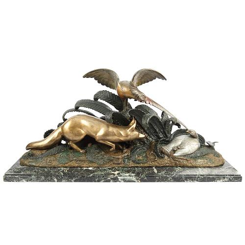 Скульптура «Лис и фазанье семейство». Лавров.