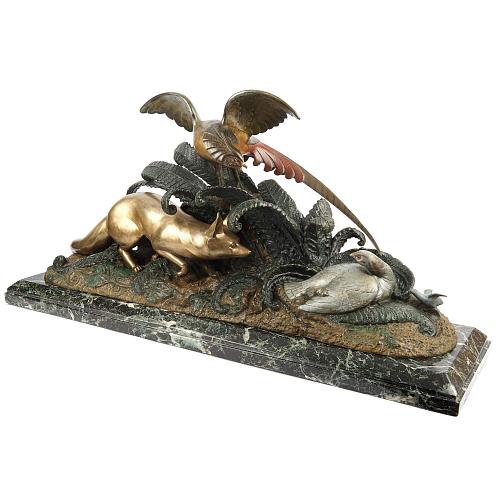 Скульптура «Лис и фазанье семейство». Лавров.