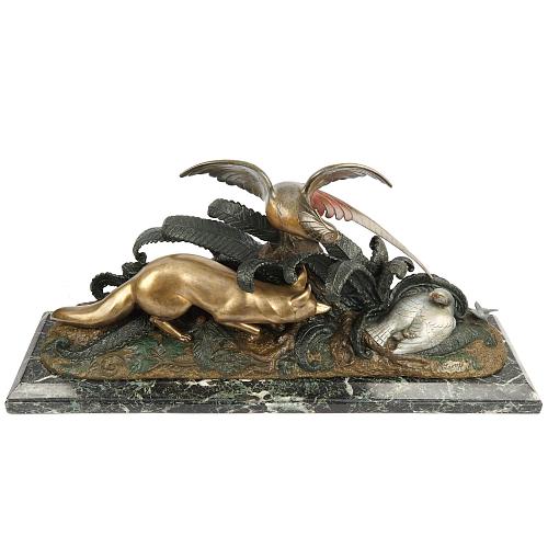 Скульптура «Лис и фазанье семейство». Лавров.