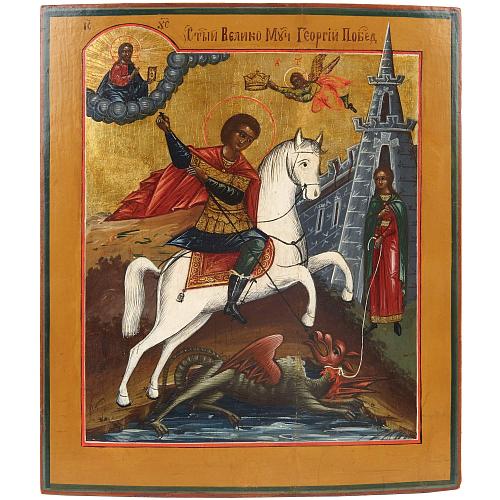 Икона «Чудо Святого Георгия о змие». Палех.