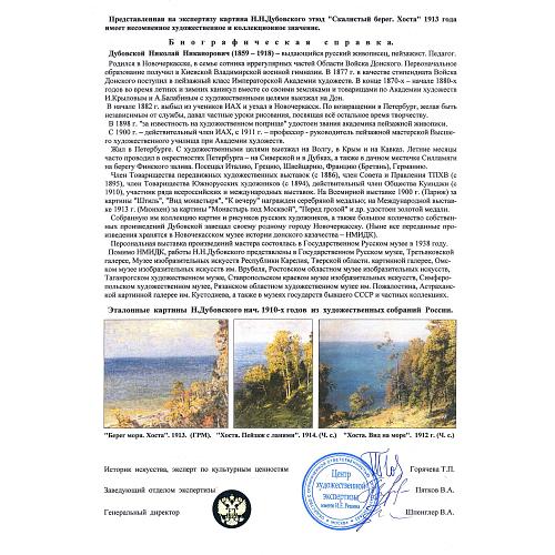 Экспертное заключение Центр художественной экспертизы имени И. Е. Репина.